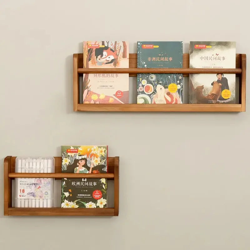 Solid Wood Wall Mounted Magazine Rack Book Shelf Over Door