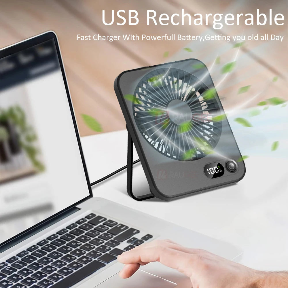 Portable Desk Fan USB Rechargeable Desktop Fan Foldable Hanging Fan Portable Handheld Fan Mini USB Table Fan for Home Outdoor