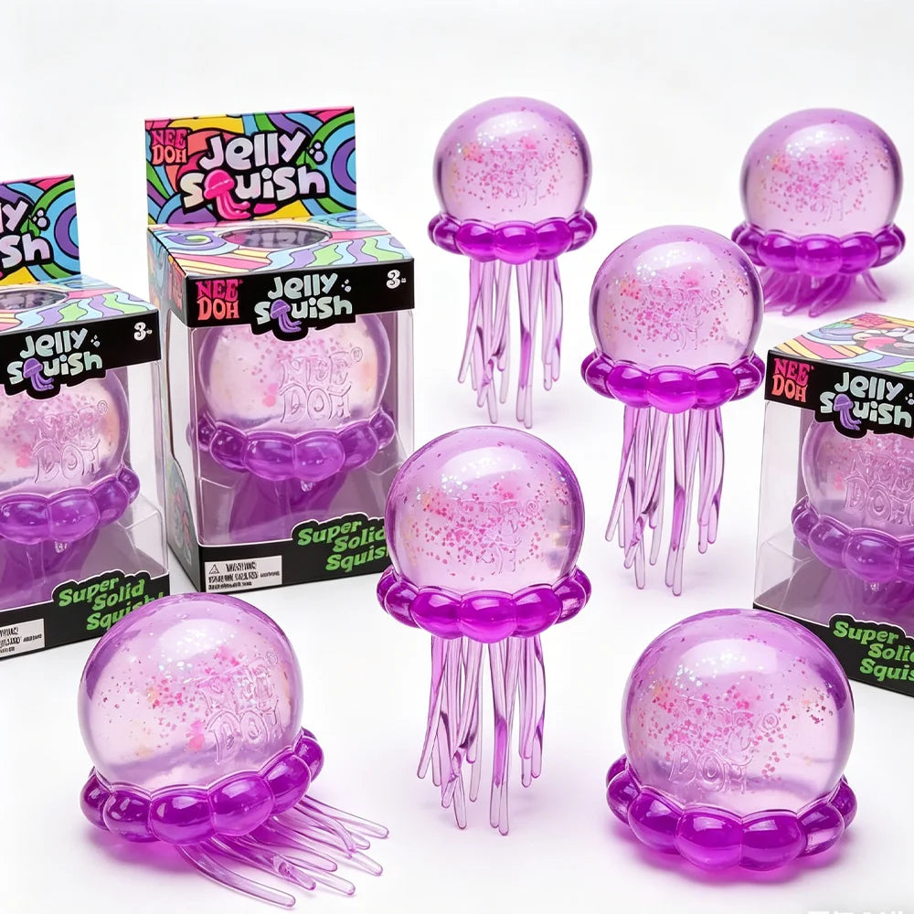 Squishies Needoh Fuzz Ball Jellyfish Squishy 3 Styles Color Soft Stress Relief Toy Cute Relaxing Squeeze Sensory Toy