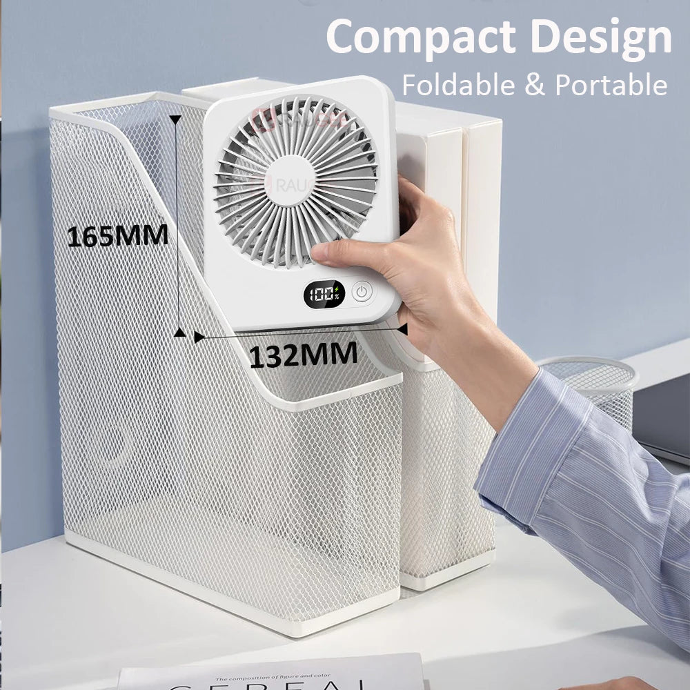 Portable Desk Fan USB Rechargeable Desktop Fan Foldable Hanging Fan Portable Handheld Fan Mini USB Table Fan for Home Outdoor