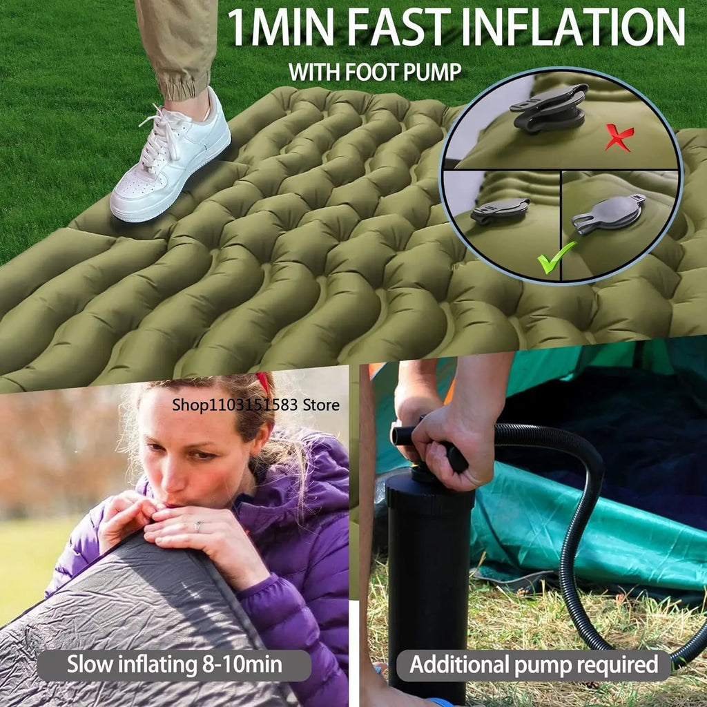 Camping Inflatable Mattress In Tent Folding Camp Bed Sleeping Pad Picnic Blanket Travel Air Mat Camping Equipment