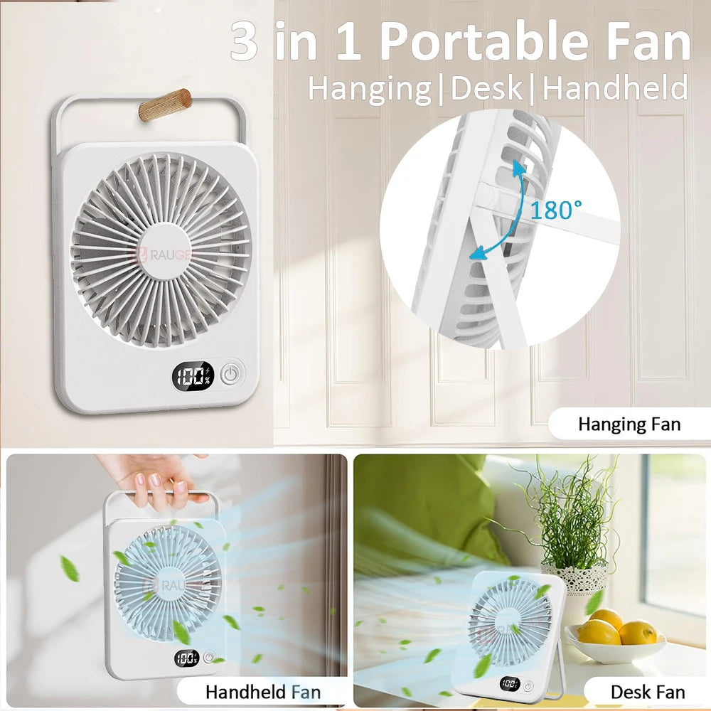 Portable Desk Fan USB Rechargeable Desktop Fan Foldable Hanging Fan Portable Handheld Fan Mini USB Table Fan for Home Outdoor