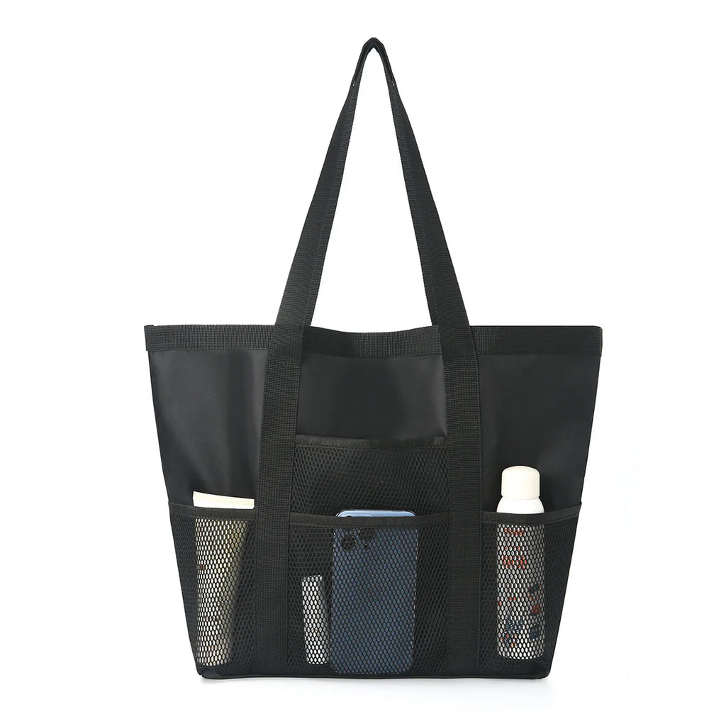 Beach Bag Large Capacity Mesh Swim Bag with Pockets Multifunctional Beach Bag Travel Tote Shoulder Swimwear Storage Bag