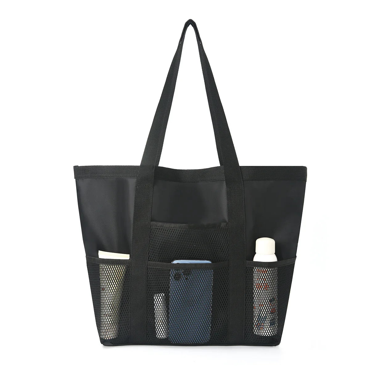 Beach Bag Large Capacity Mesh Swim Bag with Pockets Multifunctional Beach Bag Travel Tote Shoulder Swimwear Storage Bag