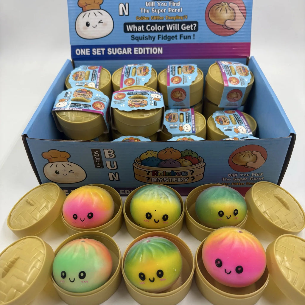 Glitter Dumpling Toy 1-12Pcs Dumpling Squishy with Box Dumplings Sensory Squeeze Toy for Stress Relief Birthday Gifts
