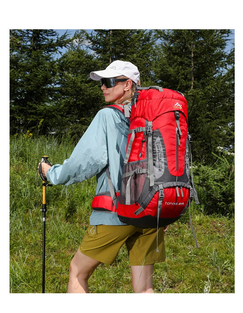 Outdoor Bag, Backpack, Mountaineering Bag, Hiking Sports Bag, Water-Repellent Backpack, Large-Capacity Travel Backpack