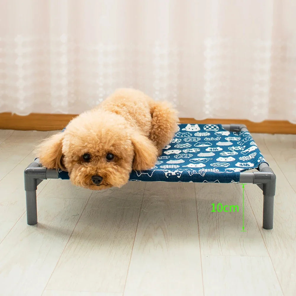 Folding Dog Bed Pet Camping Marching Bed Dog Bed Elevated Removable Washable Four Seasons Removable Dogs Cool Beds