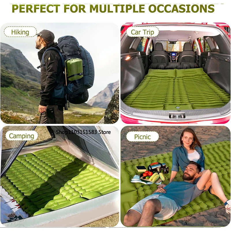 Camping Inflatable Mattress In Tent Folding Camp Bed Sleeping Pad Picnic Blanket Travel Air Mat Camping Equipment