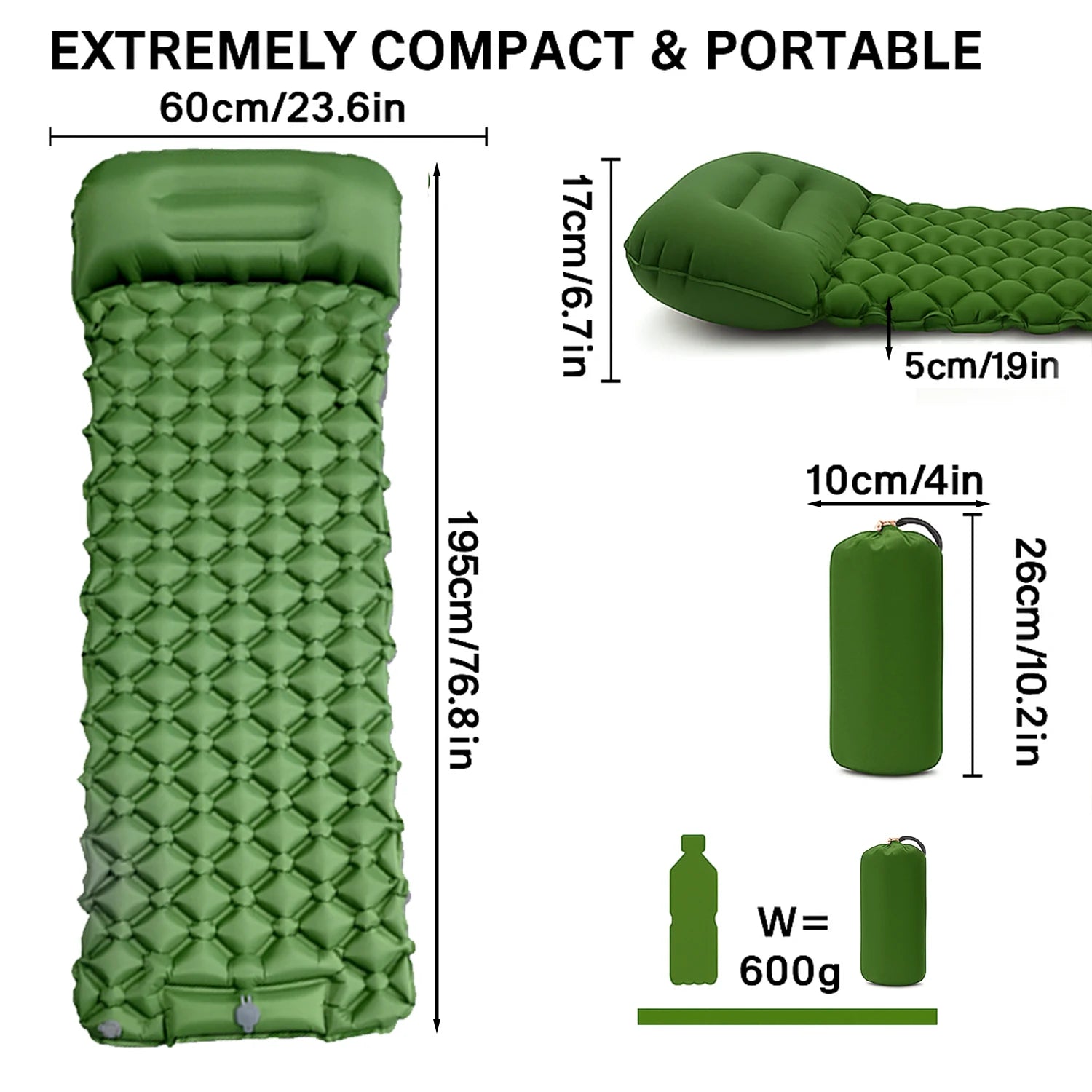 Inflatable Mattress Sleeping Pad Ultralight Camping