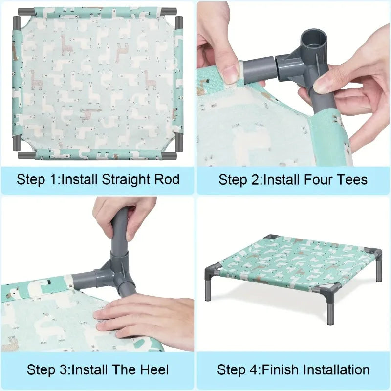 Folding Dog Bed Pet Camping Marching Bed Dog Bed Elevated Removable Washable Four Seasons Removable Dogs Cool Beds
