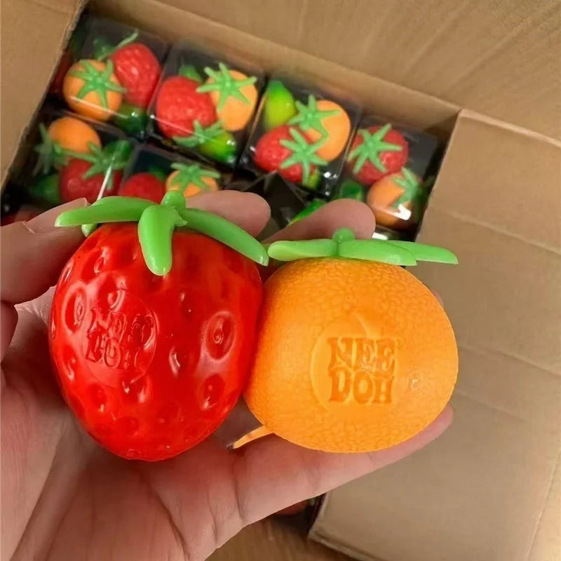 Schylling Needoh Groovy Strawberry Banana Orange Flour Filler Fruit Squishy Stress Toys Fast Rising Anxiety Relief Sensory Toy