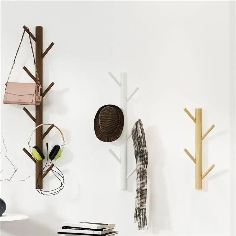Branch Twig Solid Wood Wall Mounted Coat Rack Hanging Mounted Hanger Cabinet Furniture Bedroom Clothes Hats Bag Storage Rack