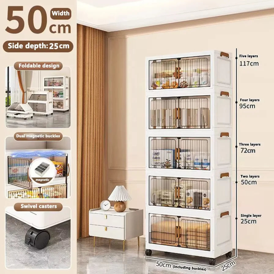 Foldable Plastic Storage Cabinet for Babies Multi-Layered Home Use Organizer No-Install Child's Closet for Clothes