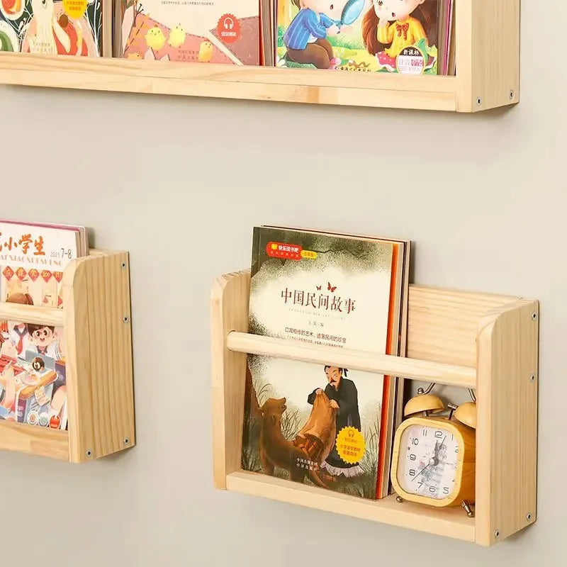 Solid Wood Wall Mounted Magazine Rack Book Shelf Over Door