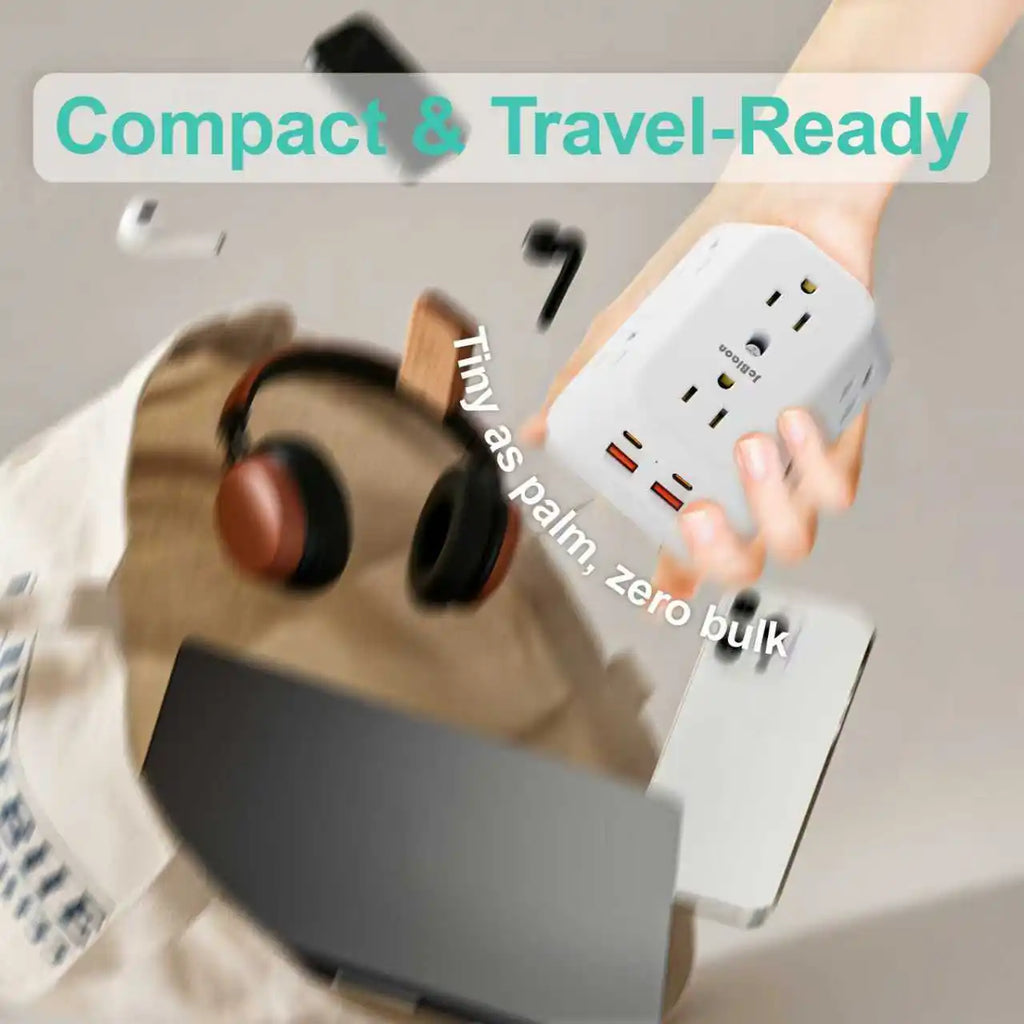 Power Strip USB Wall Charger Surge Protector with 6 Outlet Extender 4 USB Charging Ports (2A2C) , Wall Adapter Spaced for Home