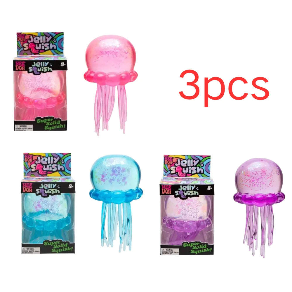 Assorted Color Needoh Jellyfish Fuzz Ball Squishy Blind Box Cute Jellyfish Design Stress Relief Relax Play Fun Toy Gift