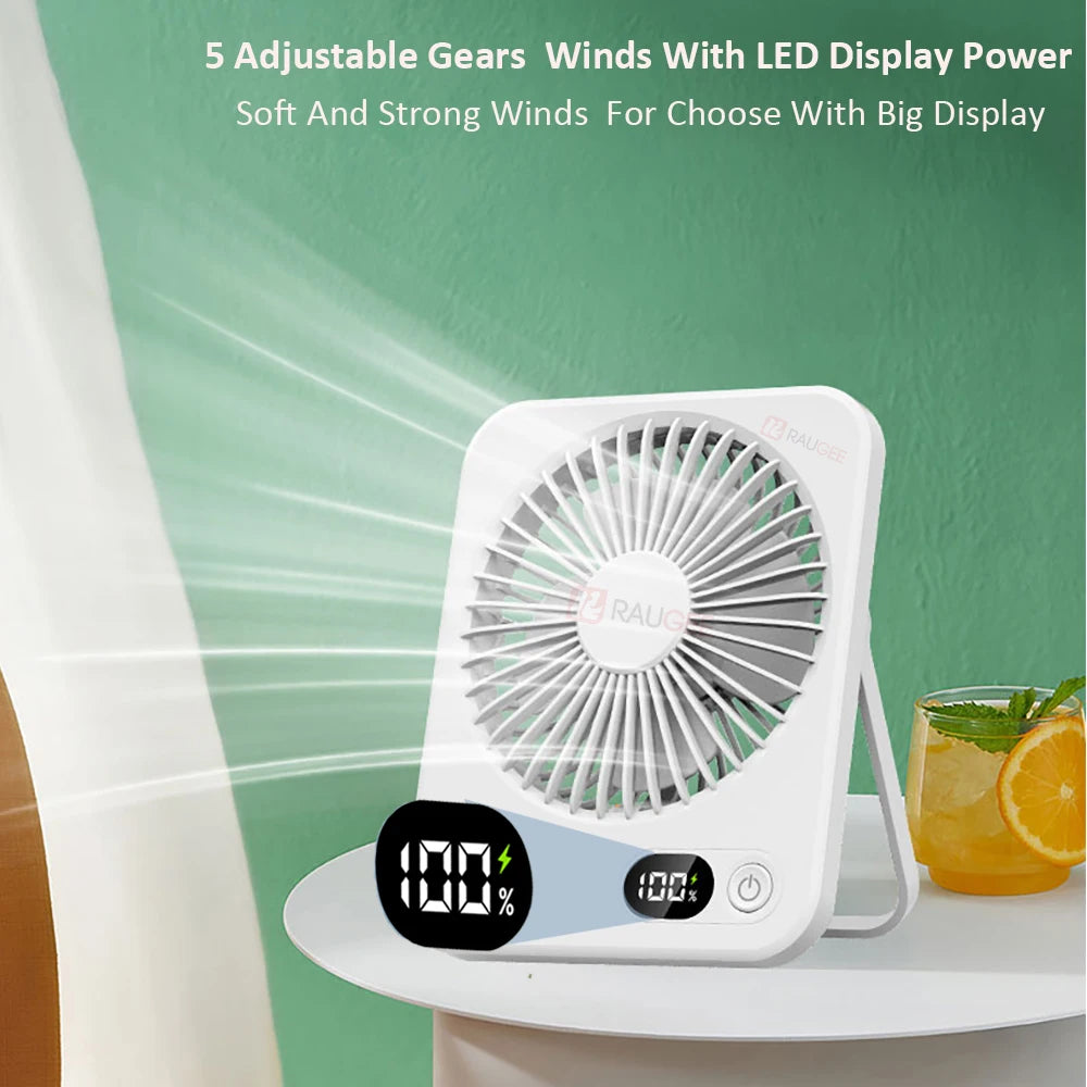 Portable Desk Fan USB Rechargeable Desktop Fan Foldable Hanging Fan Portable Handheld Fan Mini USB Table Fan for Home Outdoor