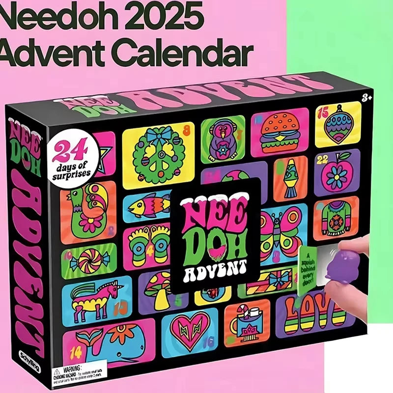 Hot 2026 NeeDoh Advent Calendar Countdown Decoration Golden Egg Treasure Hunt Game Kids Easter Fingertip Gyro Blind Box Gifts