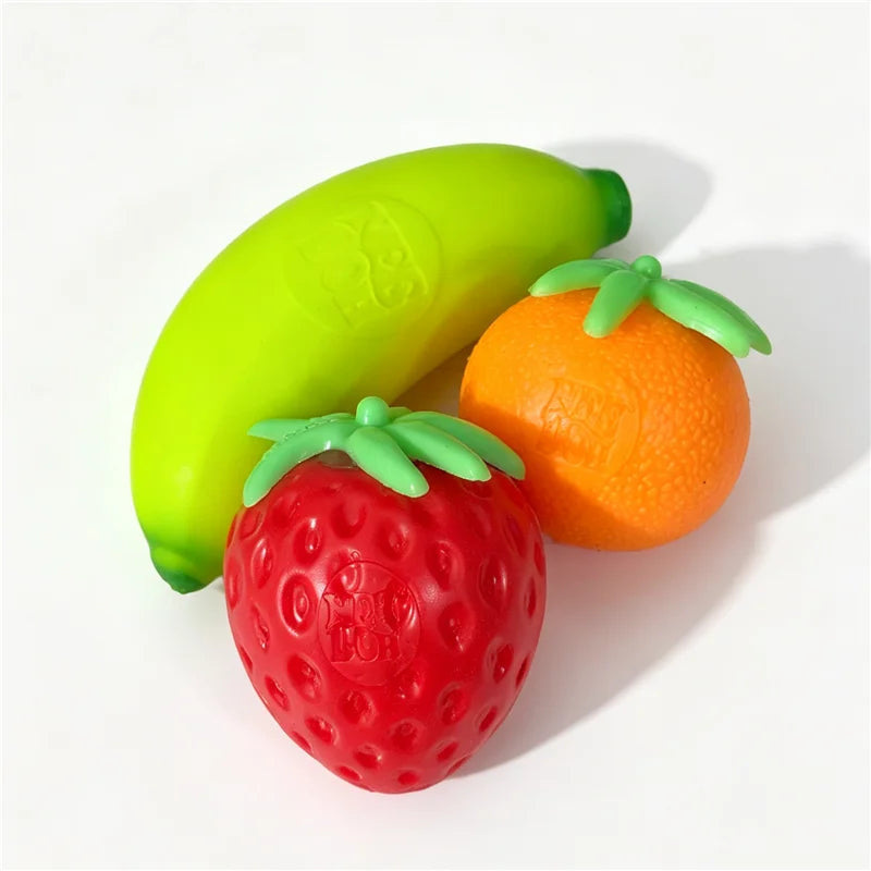 Schylling Needoh Groovy Strawberry Banana Orange Flour Filler Fruit Squishy Stress Toys Fast Rising Anxiety Relief Sensory Toy