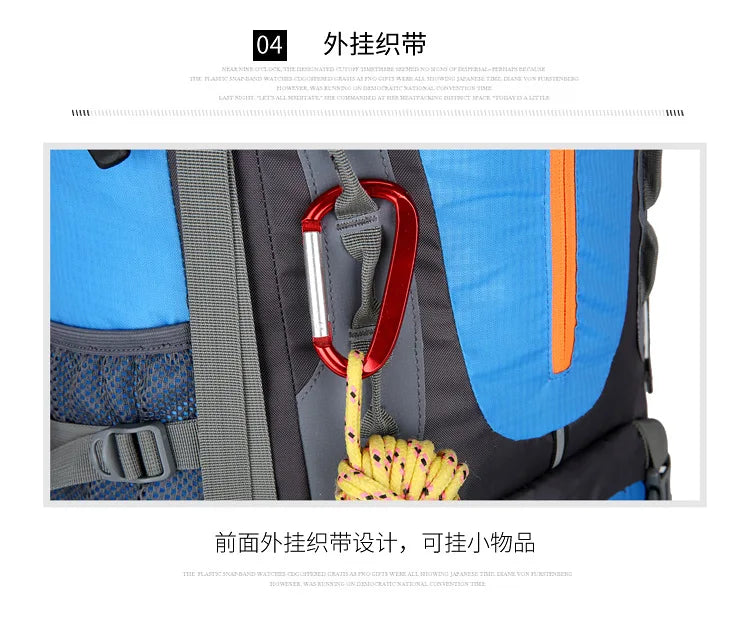 Outdoor Bag, Backpack, Mountaineering Bag, Hiking Sports Bag, Water-Repellent Backpack, Large-Capacity Travel Backpack