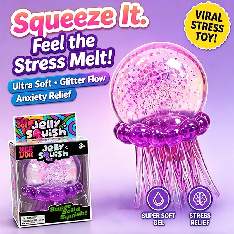 Squishies Needoh Fuzz Ball Jellyfish Squishy 3 Styles Color Soft Stress Relief Toy Cute Relaxing Squeeze Sensory Toy