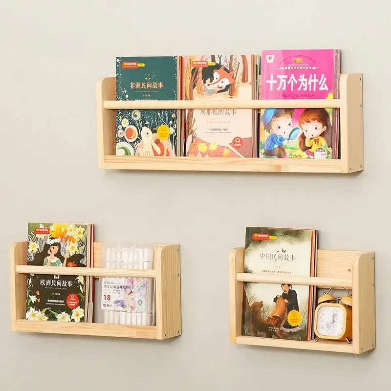 Solid Wood Wall Mounted Magazine Rack Book Shelf Over Door