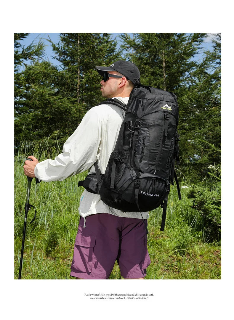 Outdoor Bag, Backpack, Mountaineering Bag, Hiking Sports Bag, Water-Repellent Backpack, Large-Capacity Travel Backpack