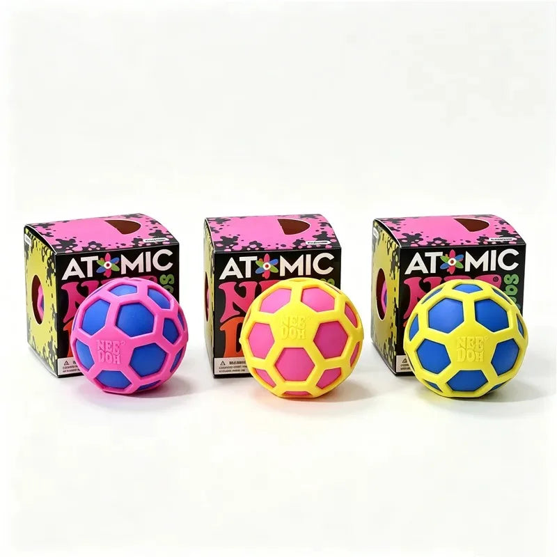 Needoh Atomic Squeeze Ball Fidget Relief Sensory Toy Hollow Grid Design Outer Shell Tactile Carry Anti-stress Squeeze ADHD Toy