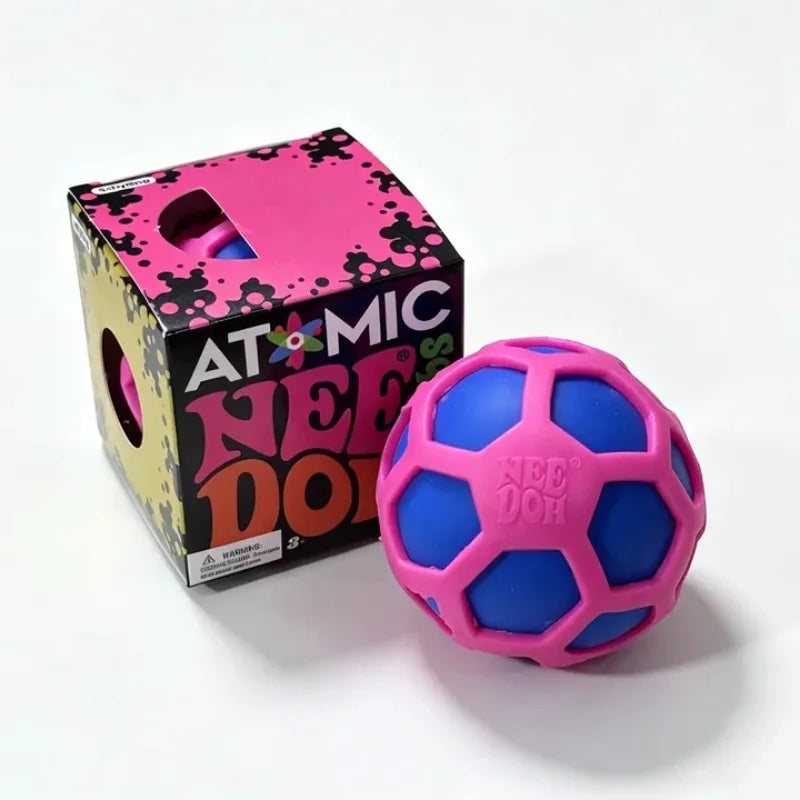 Needoh Atomic Squeeze Ball Fidget Relief Sensory Toy Hollow Grid Design Outer Shell Tactile Carry Anti-stress Squeeze ADHD Toy