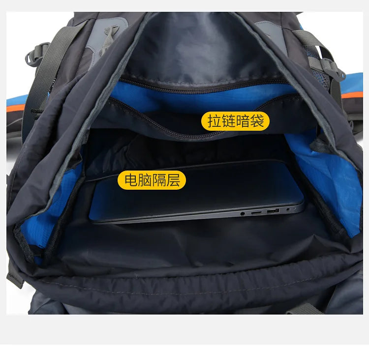Outdoor Bag, Backpack, Mountaineering Bag, Hiking Sports Bag, Water-Repellent Backpack, Large-Capacity Travel Backpack