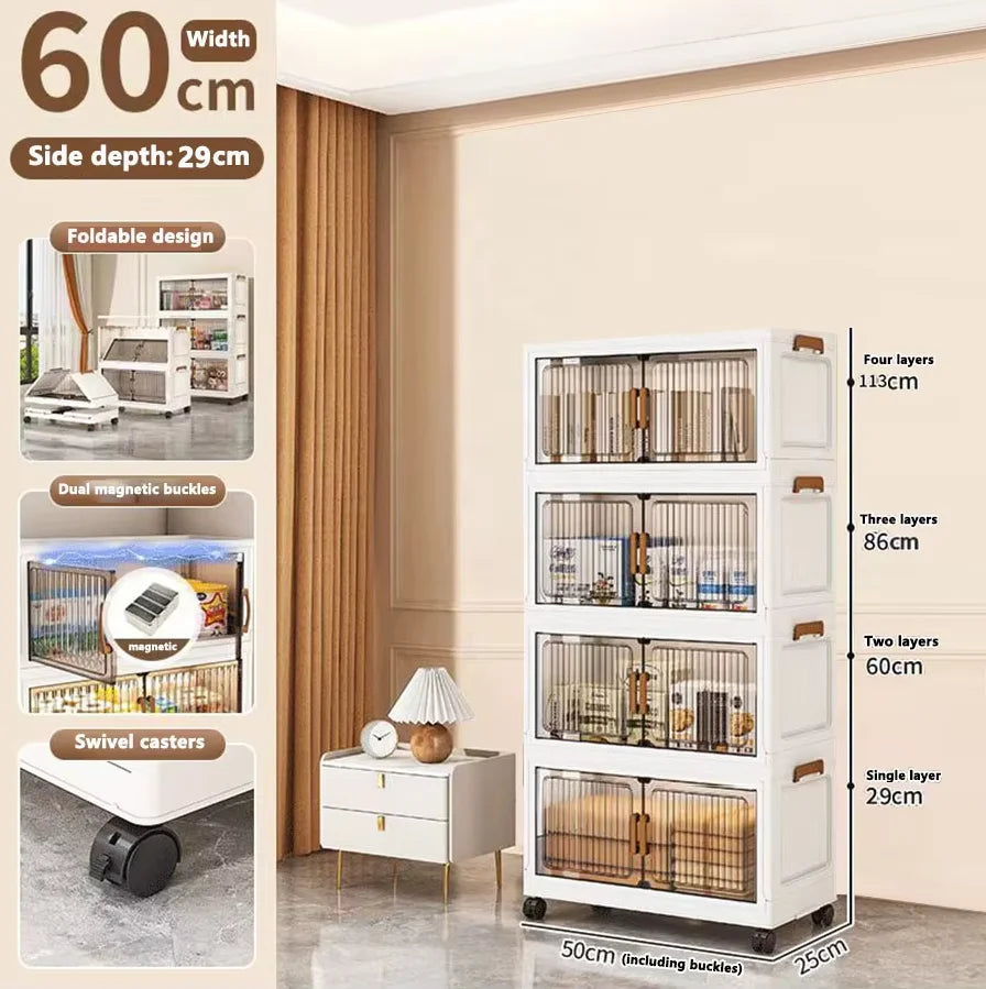 Foldable Plastic Storage Cabinet for Babies Multi-Layered Home Use Organizer No-Install Child's Closet for Clothes