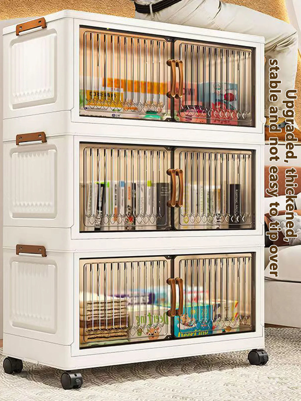 Foldable Plastic Storage Cabinet for Babies Multi-Layered Home Use Organizer No-Install Child's Closet for Clothes