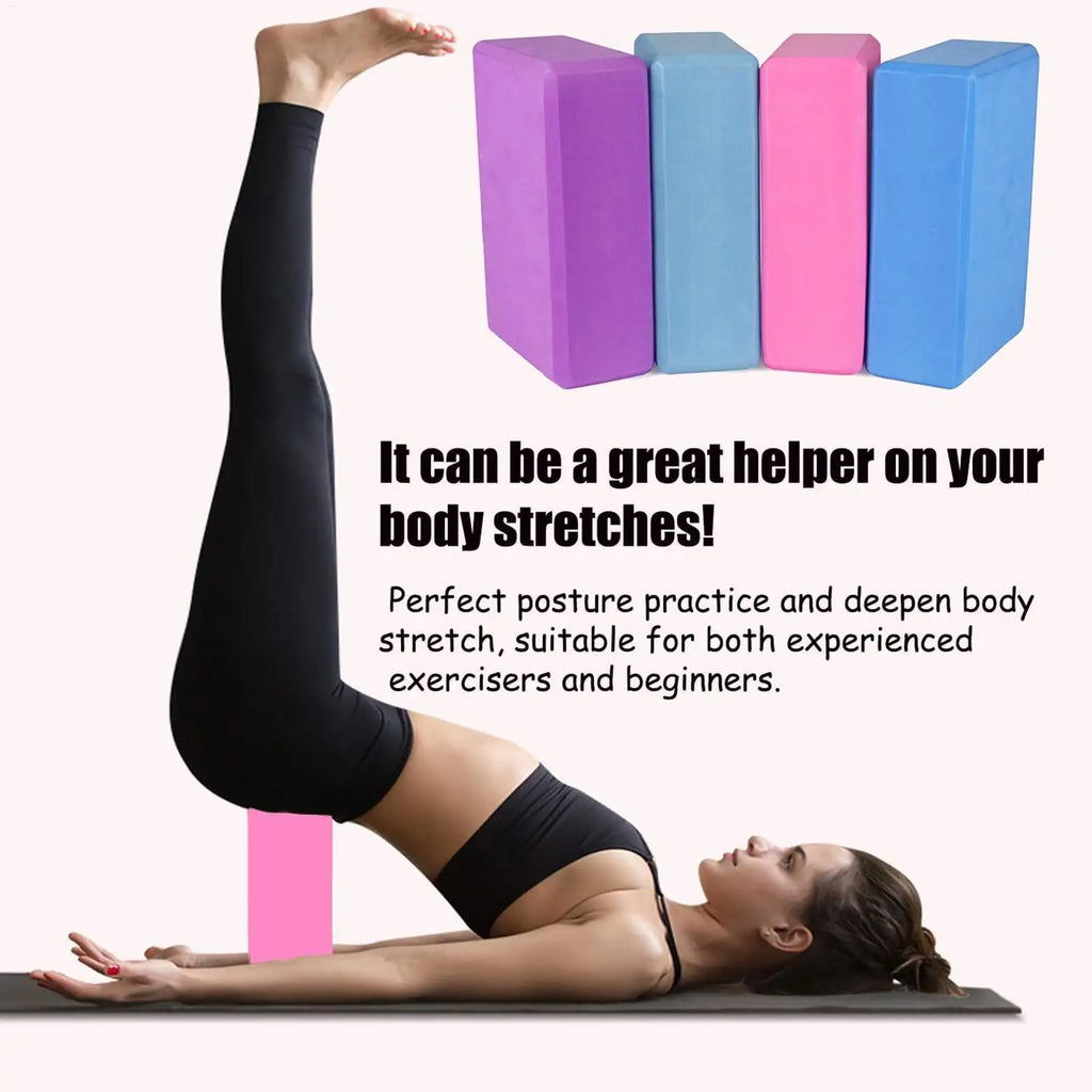 3PCS includes 2 yoga Blocks 1 resistance bands. High-density EVA mats, TPE stretch bands. for beginner yoga, stretching exercise