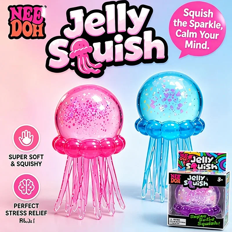 Squishies Needoh Fuzz Ball Jellyfish Squishy 3 Styles Color Soft Stress Relief Toy Cute Relaxing Squeeze Sensory Toy