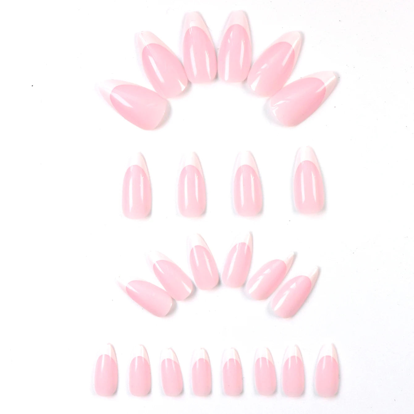 120 PCS Box Almond Shaped Pink Nail Piece White French Press On Nails Almond Shape Press on Nails Young Girls acrylic Nails
