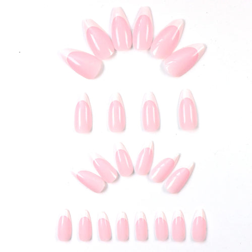120 PCS Box Almond Shaped Pink Nail Piece White French Press On Nails Almond Shape Press on Nails Young Girls acrylic Nails