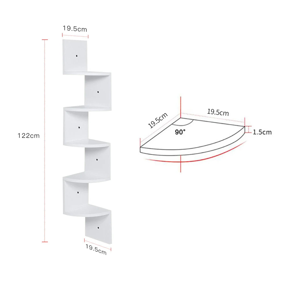【Breeins】Wooden Zigzag Floating Corner Shelves Multi Tier Storage Organizer Shelf For Home Office