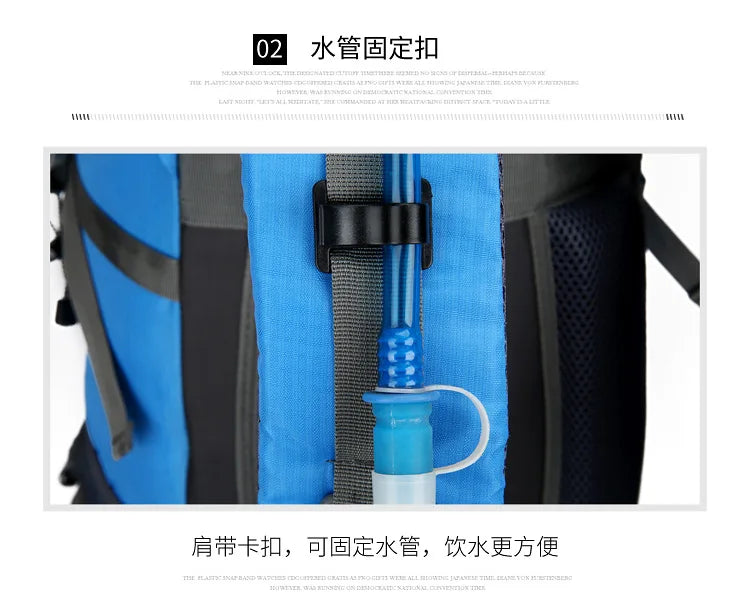 Outdoor Bag, Backpack, Mountaineering Bag, Hiking Sports Bag, Water-Repellent Backpack, Large-Capacity Travel Backpack