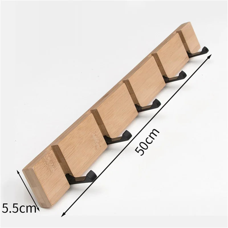 Foldable Bamboo Wall-Mounting Clothes Hooks Household Clothes Shelf Towel Coat Hook Door Hangers Bathroom Rack