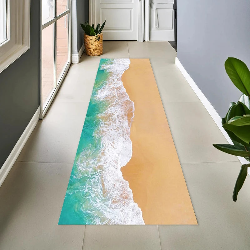 Beach Carpet Mat Rug Blue Ocean Wave Design Home Decoration Floor Mat for Hallway Bedroom Living Room Interior Decor