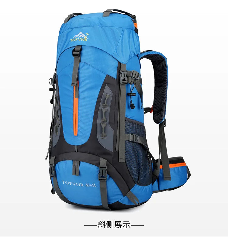 Outdoor Bag, Backpack, Mountaineering Bag, Hiking Sports Bag, Water-Repellent Backpack, Large-Capacity Travel Backpack