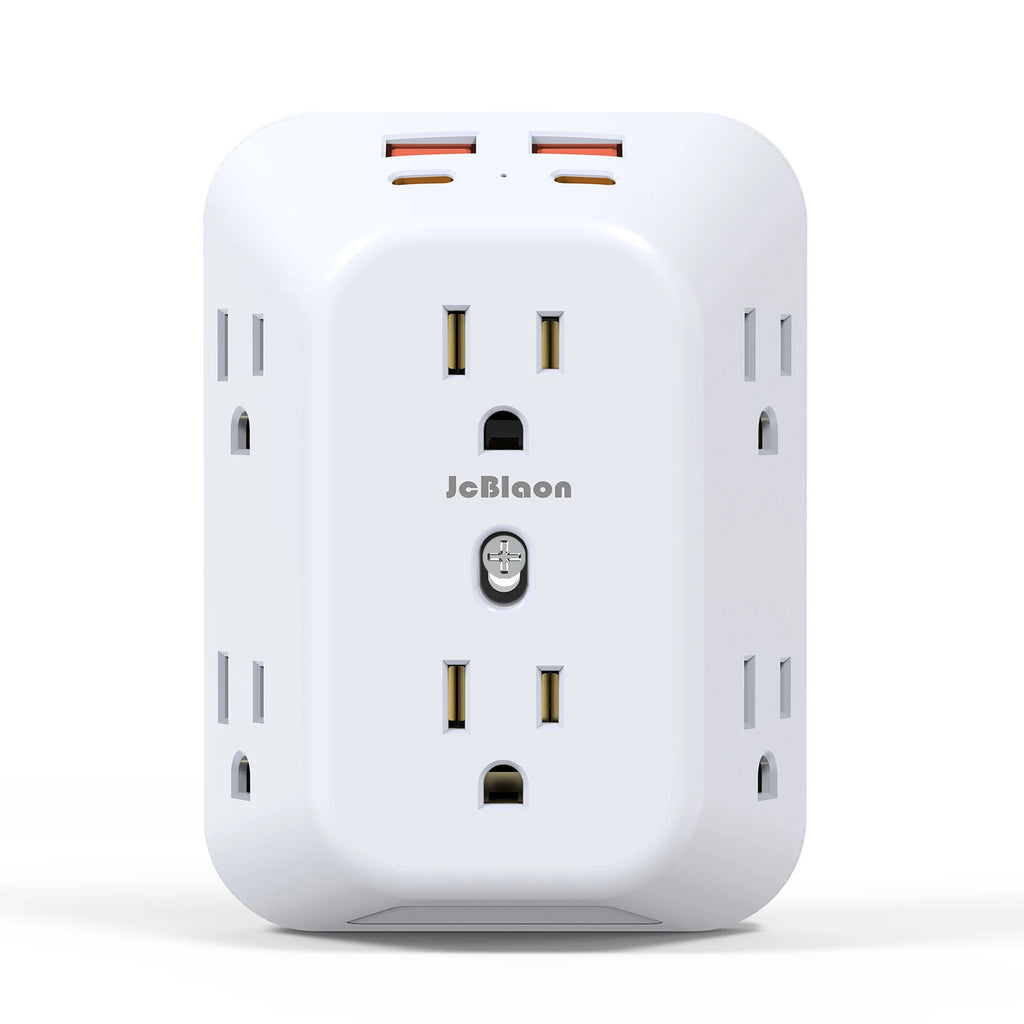 Power Strip USB Wall Charger Surge Protector with 6 Outlet Extender 4 USB Charging Ports (2A2C) , Wall Adapter Spaced for Home