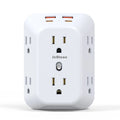 Power Strip USB Wall Charger Surge Protector with 6 Outlet Extender 4 USB Charging Ports (2A2C) , Wall Adapter Spaced for Home
