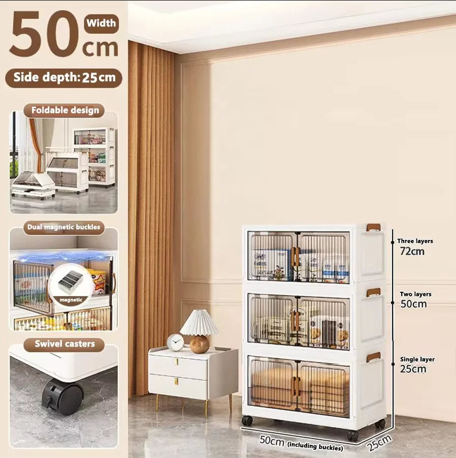 Foldable Plastic Storage Cabinet for Babies Multi-Layered Home Use Organizer No-Install Child's Closet for Clothes