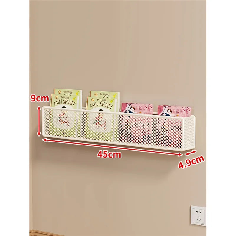 Wall Bookshelf Behind Door Ultra-narrow Simple Wrought Iron Children's Picture Books Book Finishing Rack Wall-mounted Storage