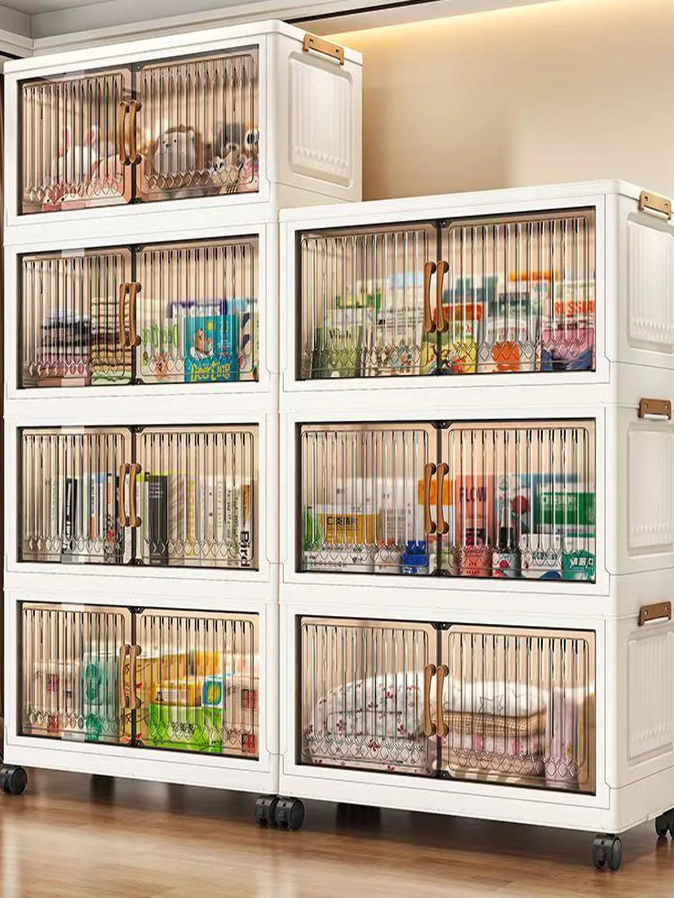 Foldable Plastic Storage Cabinet for Babies Multi-Layered Home Use Organizer No-Install Child's Closet for Clothes