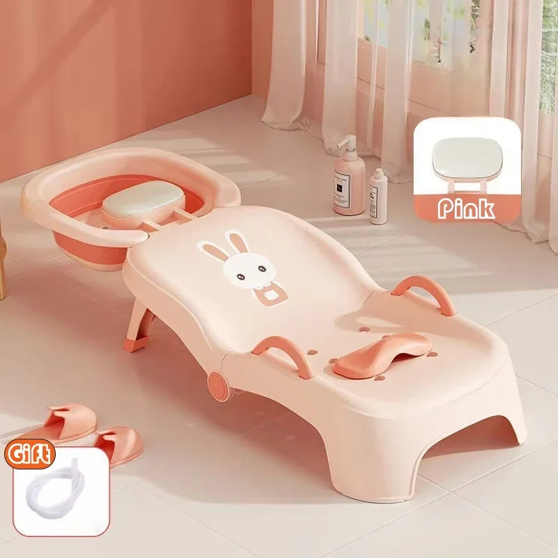 Foldable Children Hair Washing Recliner Baby Home Shampoo Bed Hair Wash Stool for Girls Children Babies Bathroom Accessories