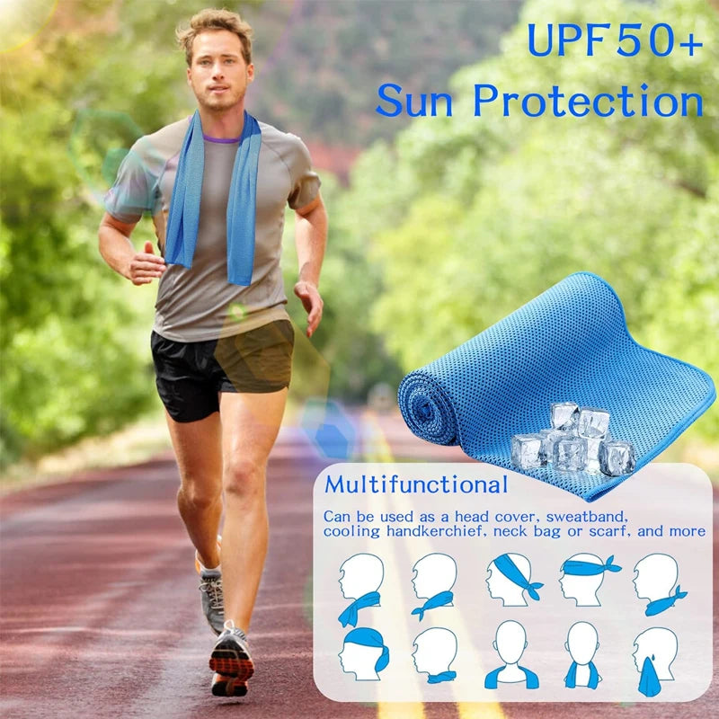 Cooling Towel Instant Relief Microfiber Cool Towels Chilling Neck Wrap Ice Cold Rags for Sports Fitness Camping Cycling Hiking