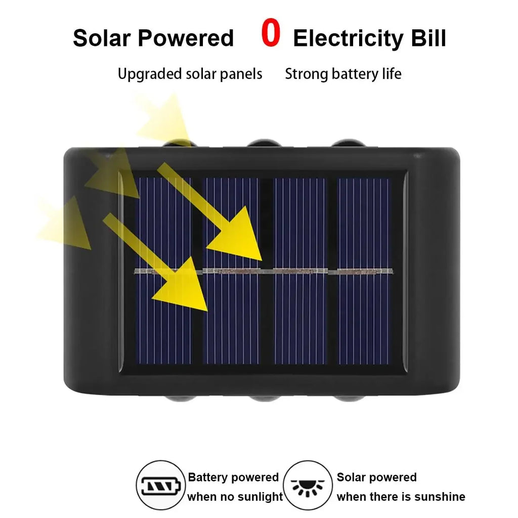 Solar Wall Lamp Outdoor Warm Light Waterproof Up And Down Luminous Lighting Balcony Yard Garden Decoration Lights Exterior Wall