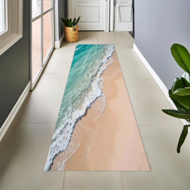 Beach Carpet Mat Rug Blue Ocean Wave Design Home Decoration Floor Mat for Hallway Bedroom Living Room Interior Decor